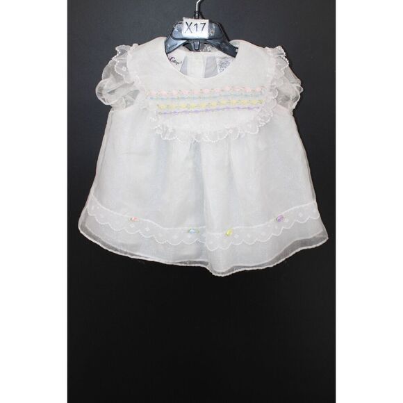 Vintage Rose Cottage Size 12m White Nylon Dress - Picture 1 of 11